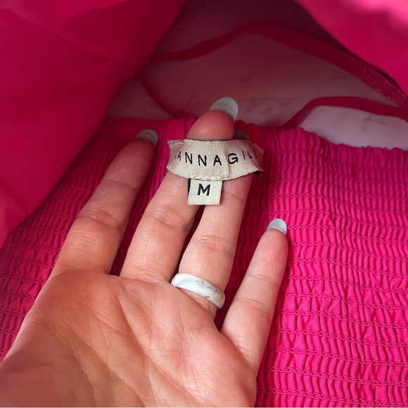 Ranna Gill Strapless Tulle Top Hot Pink Anthropologie Barbiecore Zip Cropped M - Picture 9 of 9